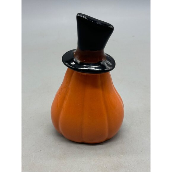 Halloween Pumpkin Ceramic light up battery operated decor Holder Hat 6x3.5" READ - Picture 4 of 7
